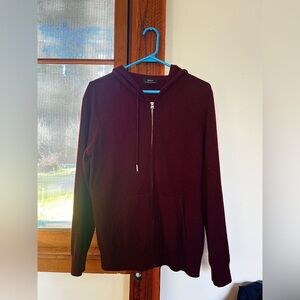 Quince Women’s Mongolian Cashmere Burgundy Zip-Up Hoodie, L.